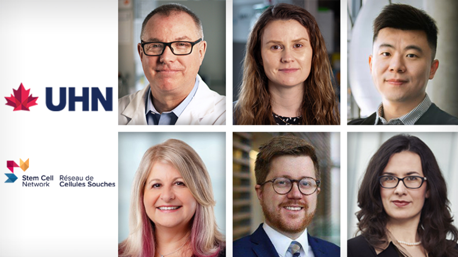 Collage of smiling researchers, 3 male and 3 female, along with institutional logos.